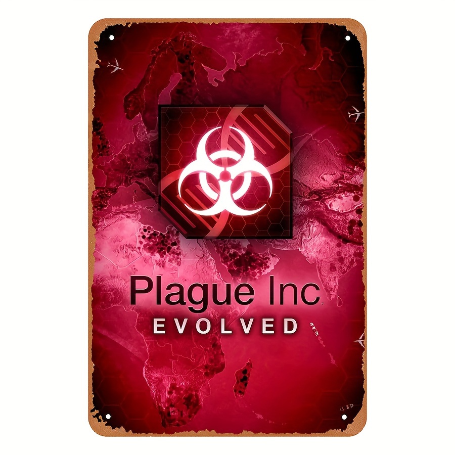 Video Gaming & Esports Usd Acc - ป้ายโลหะสไตล์วินเทจ Plague Inc Evolved - งานศิลปะตกแต่งผนังแนวเกมวิดีโอเรโทร
