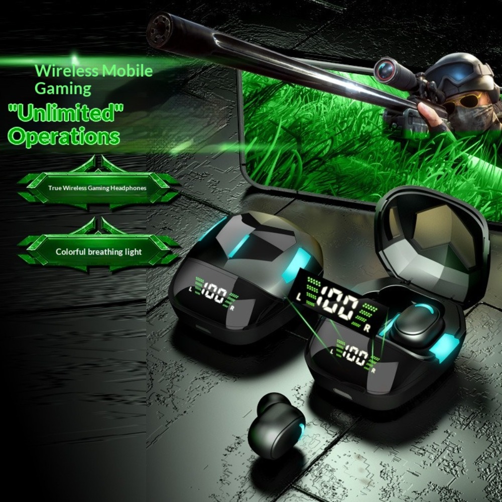 Esports Gaming Mobile - ชุดหูฟังบลูทูธ แสดงระดับแบตเตอรี่ ลดเสียงรบกวน อายุการใช้งานแบตเตอรี่ยาวนานเป็นพิเศษ TWS เกมมิ่ง