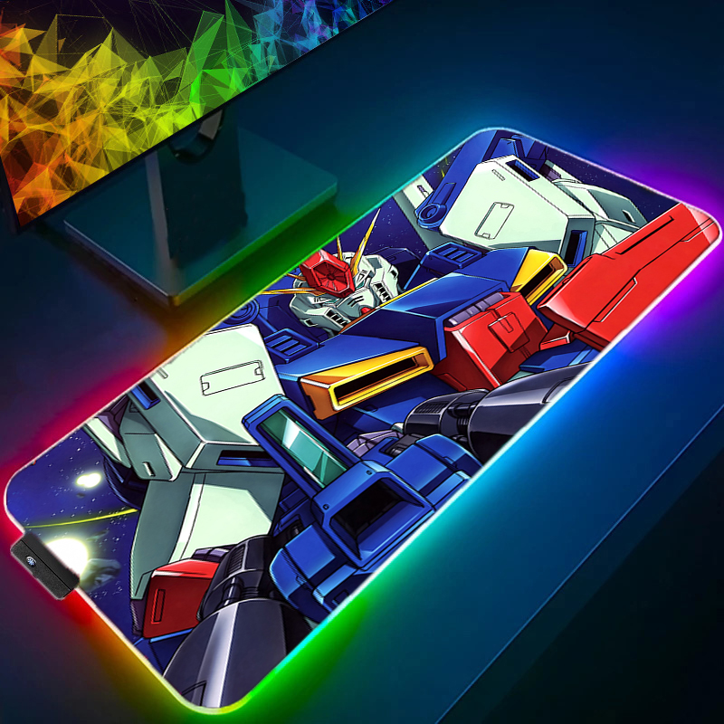 Esports Gaming Mobile - RGB แผ่นรองเมาส์อีสปอร์ตขนาดใหญ่เรียบยืดหยุ่นได้โมบายสูทกันดั้มยางเกมเมอร์พีซีคอมพิวเตอร์คีย์บอร์ดสำหรับ CSGO คาวาอิ แผ่นรองเมาส์