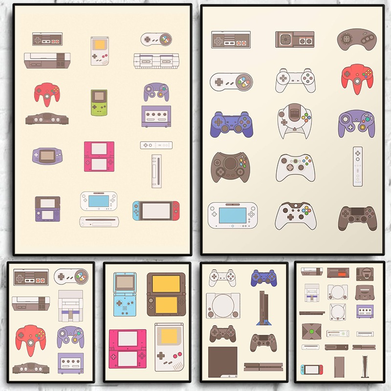 Video Gaming & Esports Usd Acc - โปสเตอร์วิดีโอเกมแบบพกพาและคอนโซล ภาพพิมพ์บนผ้าใบลายเกมแพด ตกแต่งผนังห้องเล่นเกม ห้องแมนเคฟ ของตกแต่งบ้าน